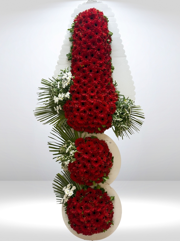 3 Katlı Kırmızı Çelenk